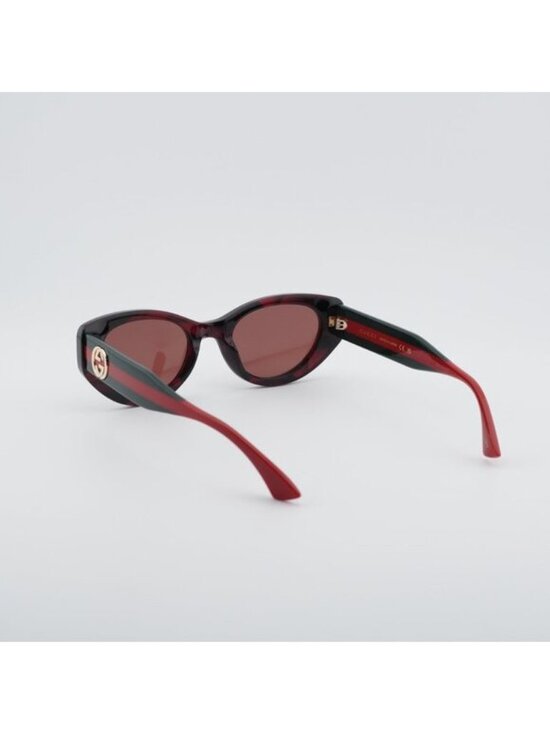 Gucci GG1862S 003 Sunglasses Havana Cat Eye Frame, Burgundy Lenses main image 11